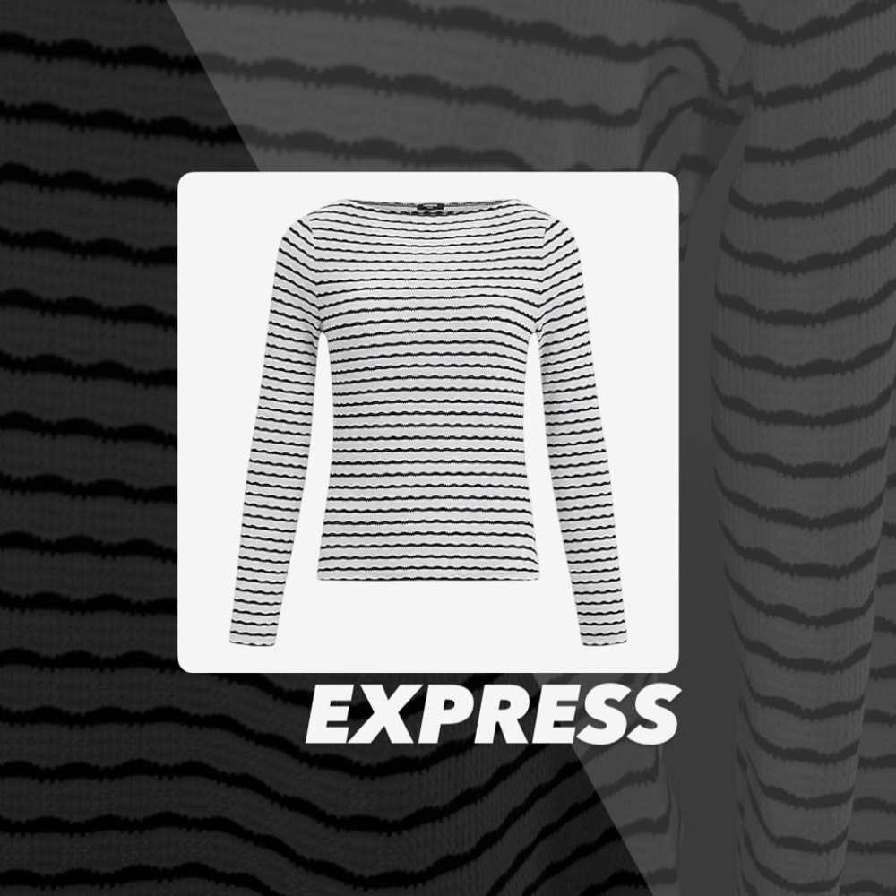 NWOT Express Jacquard Striped Boat Neck Tee
